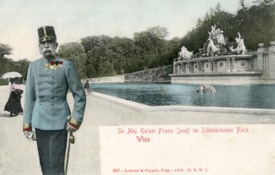 Kaiser Franz Joseph dans le parc du palais de Schönbrunn - Unbekannter Künstler