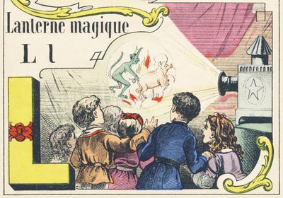 L : lanterne magique - Alphabet des jeux, vers 1890 (illustration) - Unbekannt