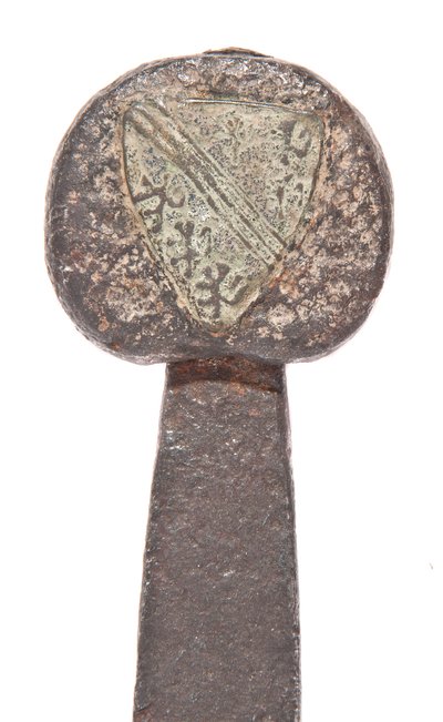 Épée large médiévale tardive, avec une lame viking antérieure et portant les armes de la famille De Bohun, comtes de Hereford et Essex, 11e - 14e siècle - Unbekannt