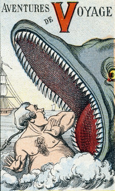 Lettre V : Aventures de voyage. Gravure dans "ABC Les Images en Alphabet". Imagerie d