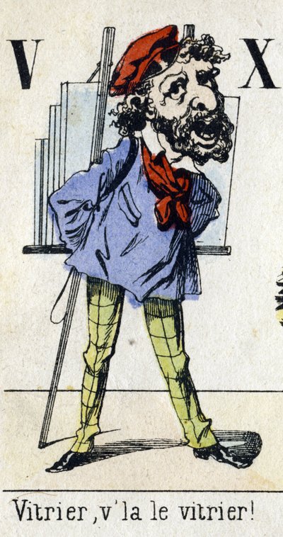 Lettres V et X : "Vitrier, le vitrier !" Alphabet "Divertissements enfantins". Imagerie d