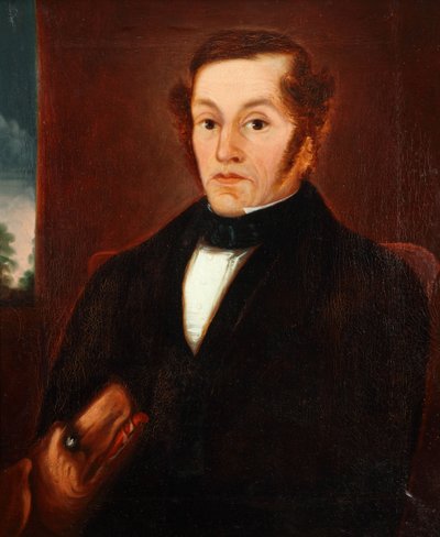 Homme avec chien et nœud papillon 1825 - Unbekannter Künstler
