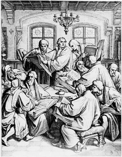 Martin Luther traduisant la Sainte Bible du latin en allemand - Unbekannter Künstler