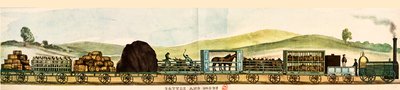 Marchandises et wagons à bestiaux, chemin de fer Liverpool-Manchester - Unbekannter Künstler