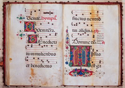 Bibliothèque Piccolomini : livre de chœur, cod.13.O, ff. 59v-60r avec « Initiale feuillue », par Venturino Mercati - Unbekannter Künstler