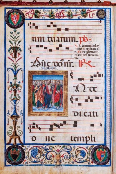 Bibliothèque Piccolomini : livre de chœur, cod. 26.R, ff. 29v avec "Christ et tous les Saints" - Unbekannter Künstler