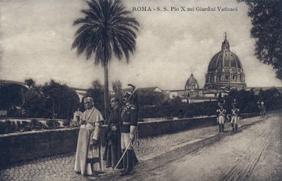 Le pape Pie X (1835-1914) marchant dans les rues de Rome - Carte postale 1903-1914 - William M. Timlin