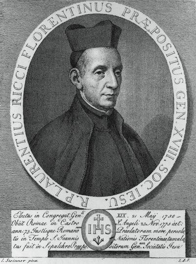 Portrait de Lorenzo Ricci (1703-1775), jésuite italien et 18e Supérieur Général de la Compagnie de Jésus, gravure - William M. Timlin