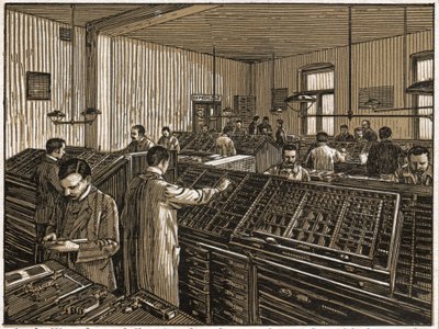 Imprimerie à Budapest. (gravure, vers 1910) - Unbekannter Künstler