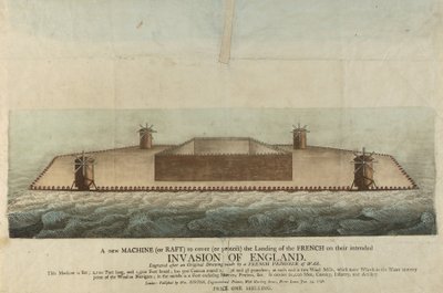 Représentation du radeau français censé envahir la Grande-Bretagne en 1798 (gravure) - Unbekannter Künstler
