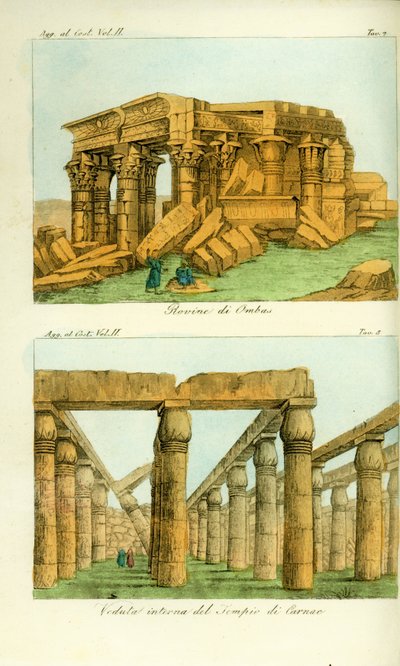 Ruines du temple de Kom Ombo (Ombas), Nubie, et vue du temple de Karnak, Louxor, Égypte - Unbekannt