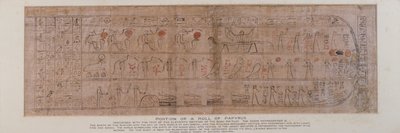 Section de papyrus inscrite de hiéroglyphes cursifs avec le texte de la onzième section du Livre d