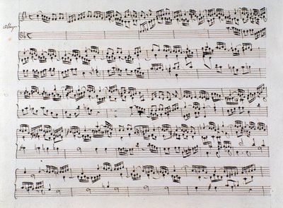 Page de partition musicale pour la fugue de Handel d