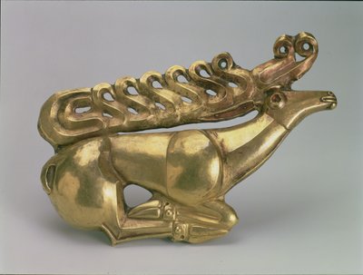 Emblème de bouclier en forme de cerf couché, scythe, fin du 7e-début du 6e siècle av. J.-C. (or) - Unbekannt
