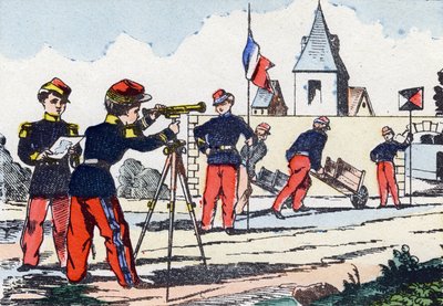 Traqueurs. Gravure dans "Alphabet militaire enfantin". Imagerie de Pont-à-Mousson, vers 1890. 20 pages. Dim : 28,5x21 cm. - Unbekannt