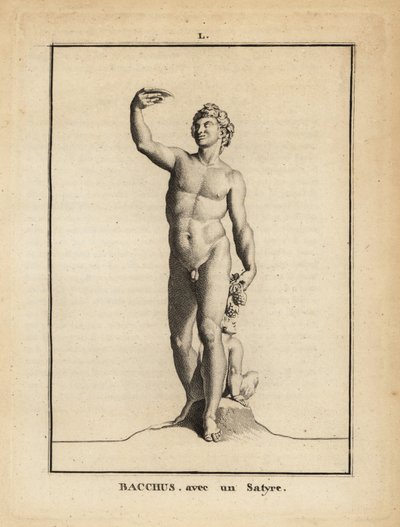 Statue de Bacchus, le dieu romain du vin, nu avec un satyre - Unbekannt