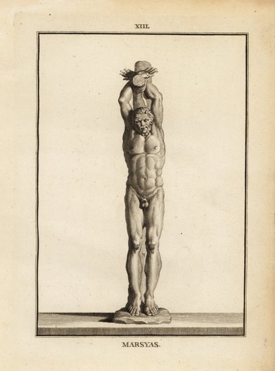 Statue du satyre Marsyas recevant la punition d