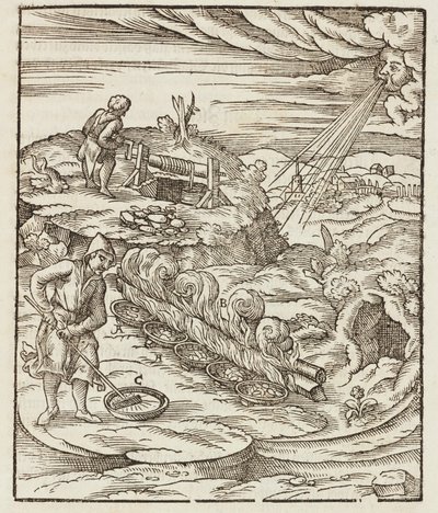 Traitement du bismuth - Gravure extraite de Description des minerais et des principales méthodes d