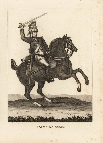 Uniforme de cavalerie légère, avec épée, mousquet et casque - Unbekannt