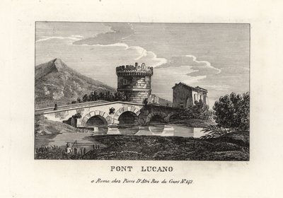Vue du pont Lucano et du mausolée des Plautii, Pont Lucano ou Ponte Lucano, sur la route de Tivoli - Unbekannt