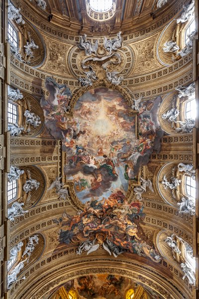 Vue de la voûte de la nef avec "Le Triomphe au Nom de Jésus" - Unbekannter Künstler