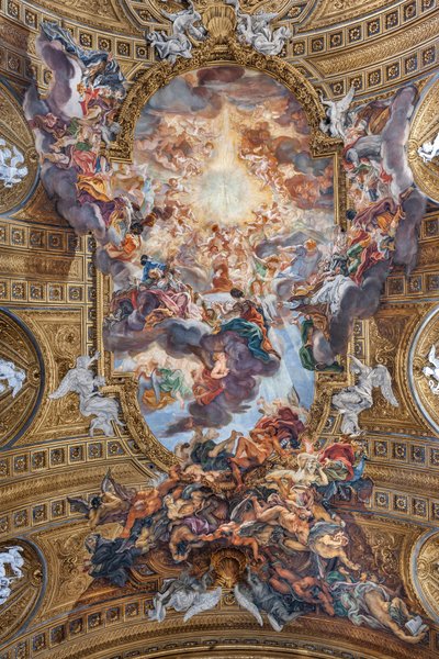 Vue de la voûte de la nef avec "Le Triomphe au nom de Jésus", Église du Gesù, Rome, Italie (photo) - Unbekannter Künstler