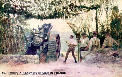 WW1 - Artillerie britannique tirant un obusier lourd - Unbekannter Künstler