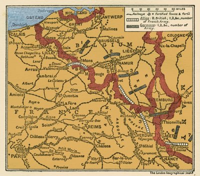 Carte de la position des armées le 22 août 1914 - Unbekannter Künstler