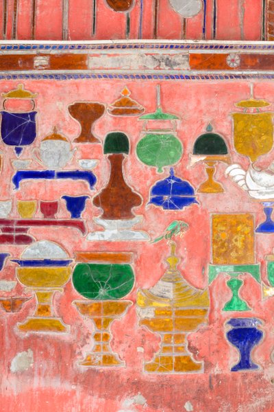 Mur avec des figures en verre plombé, monastère Shwe Yaunghwe Kyaung, Nyaungshwe, lac Inle, Myanmar - Unbekannter Künstler