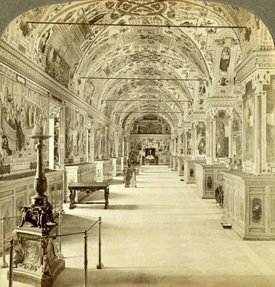 Intérieur de la bibliothèque du Vatican, Rome, Italie - Underwood and Underwood