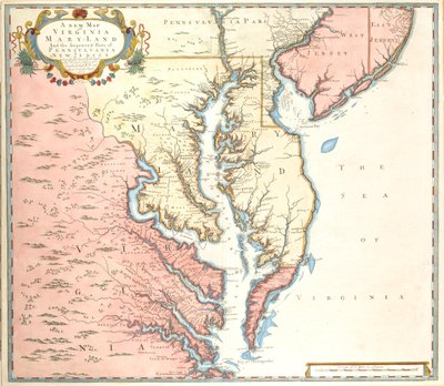 Une nouvelle carte de la Virginie et du Maryland et des parties améliorées de la Pennsylvanie et du New Jersey - Unidentified