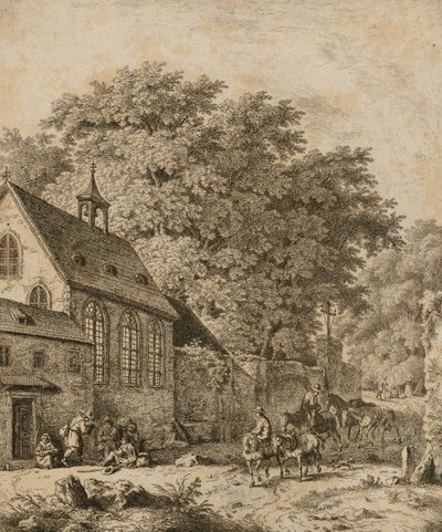 Paysage avec église et paysans - Unidentified