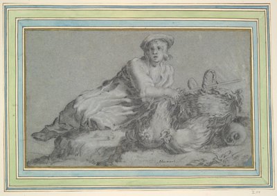 Garçon avec Deux Poules et un Panier - Unknown