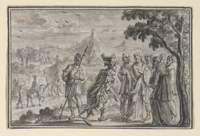 Le centurion implorant le Christ (?) (Luc 7, Mt 8), une des quatre scènes de la vie du Christ - Unknown