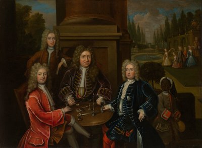 Elihu Yale assis à table avec le deuxième duc de Devonshire et Lord James Cavendish - Unknown