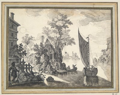 Paysage fantastique avec rivière et moulin à eau - Unknown