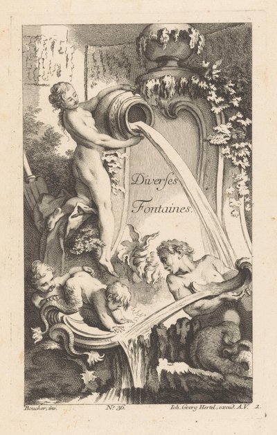 Fontaine avec femme, triton et enfants - Unknown