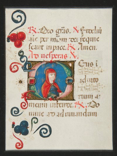 Initiale O, Page Manuscrite Illuminée d