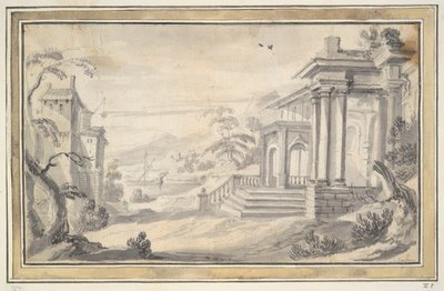Paysage italianisant avec villa imaginaire - Unknown