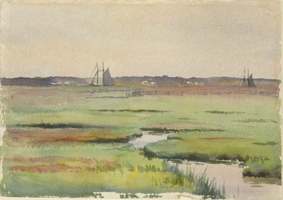 Paysage de Marais avec Bateaux - Unknown