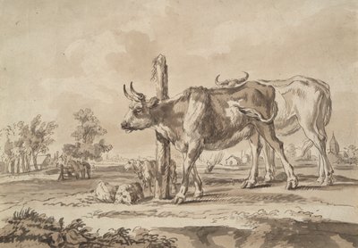Pré avec vaches et moutons - Unknown