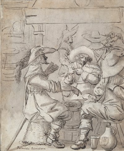 Hommes jouant aux cartes (recto); Intérieur d