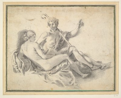 Berger et femme nue allongée - Unknown