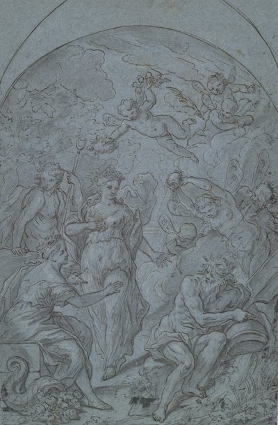 Étude pour une allégorie avec dieu de la rivière et abondance - Unknown