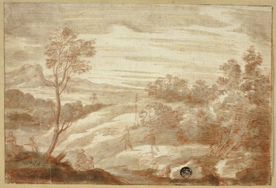 Paysage boisé avec figures - Unknown