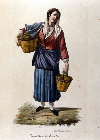 Un paysan de la ville de Scordia en Sicile gravure du 19ème siècle - Unknown artist