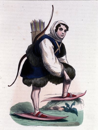 Un chasseur à ski de la tribu Samoyède d
