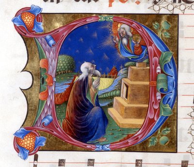 Abraham invité par le Seigneur à quitter sa terre. Miniature d
