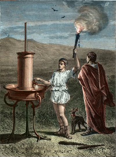 Énée le Tacticien invente le système de signalisation phasée 336 av. J.-C. - Unknown artist
