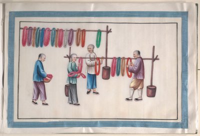 Album contenant douze peintures de personnes fabriquant de la soie - Unknown Artist